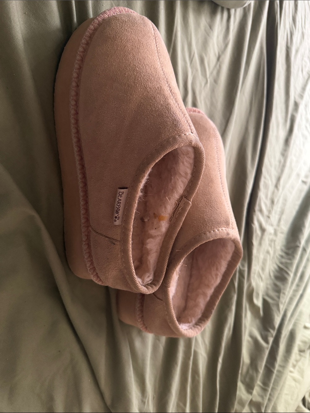 BearPaw Pale Pink Suede Plush-Lined Women's Slip-On Slippers